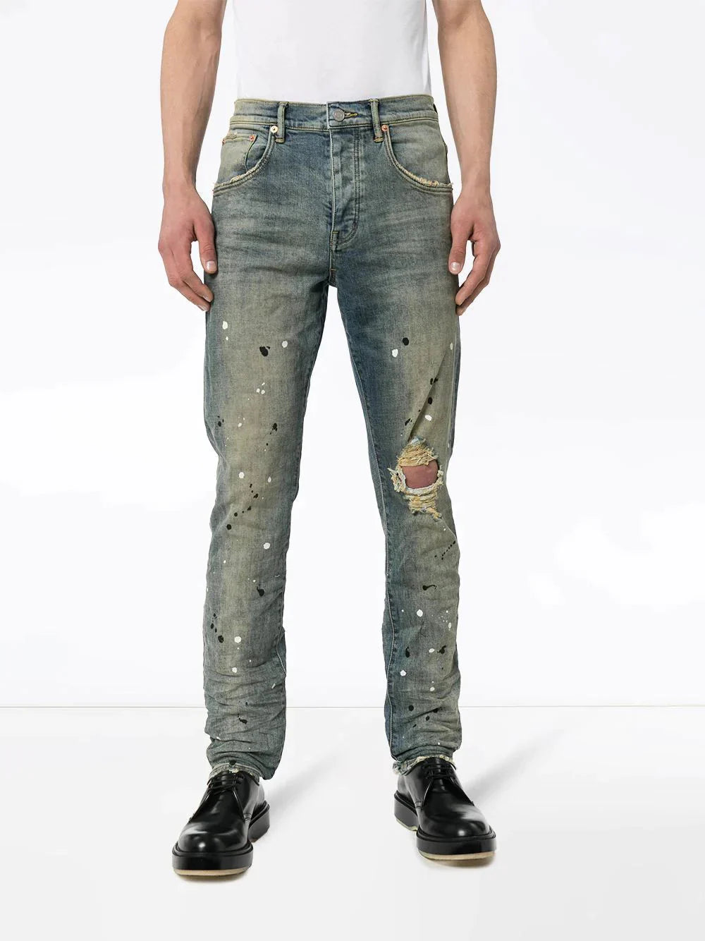 paint splatter jeans by purple brand - bottegalusso: premier destination for modern luxury menswear