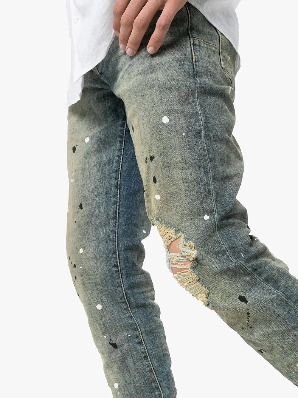 paint splatter jeans by purple brand - bottegalusso: premier destination for modern luxury menswear