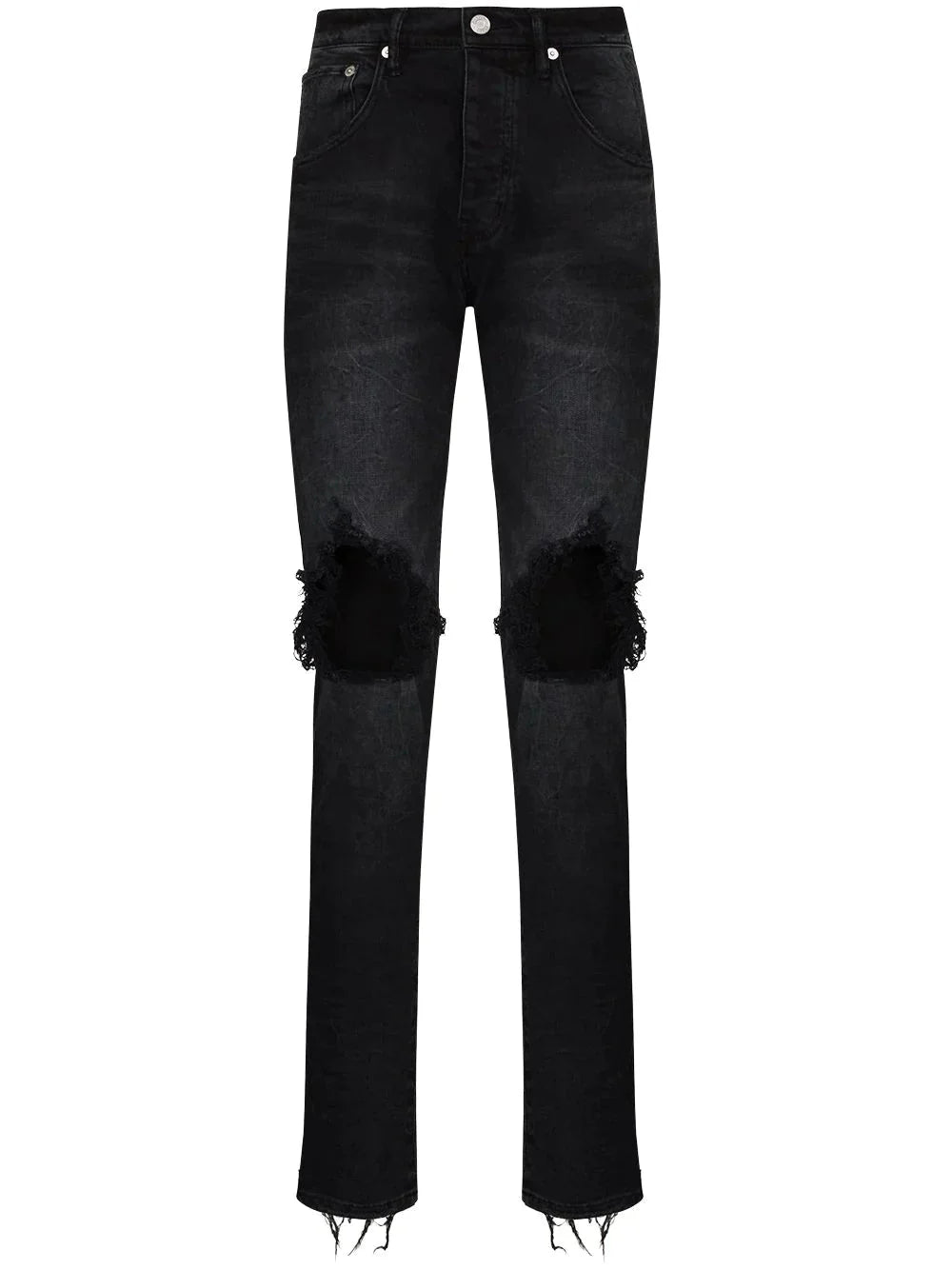 low rise "black wash blowout" slim jeans by purple brand - bottegalusso: premier destination for modern luxury menswear