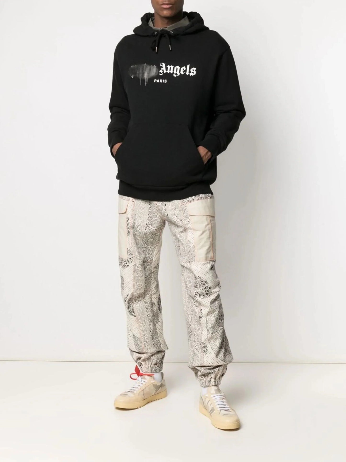 paris sprayed logo hoodie by palm angels - bottegalusso: premier destination for modern luxury menswear