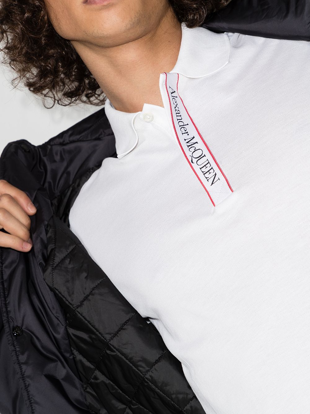 logo tape short sleeve polo shirt by alexander mcqueen - bottegalusso: premier destination for modern luxury menswear