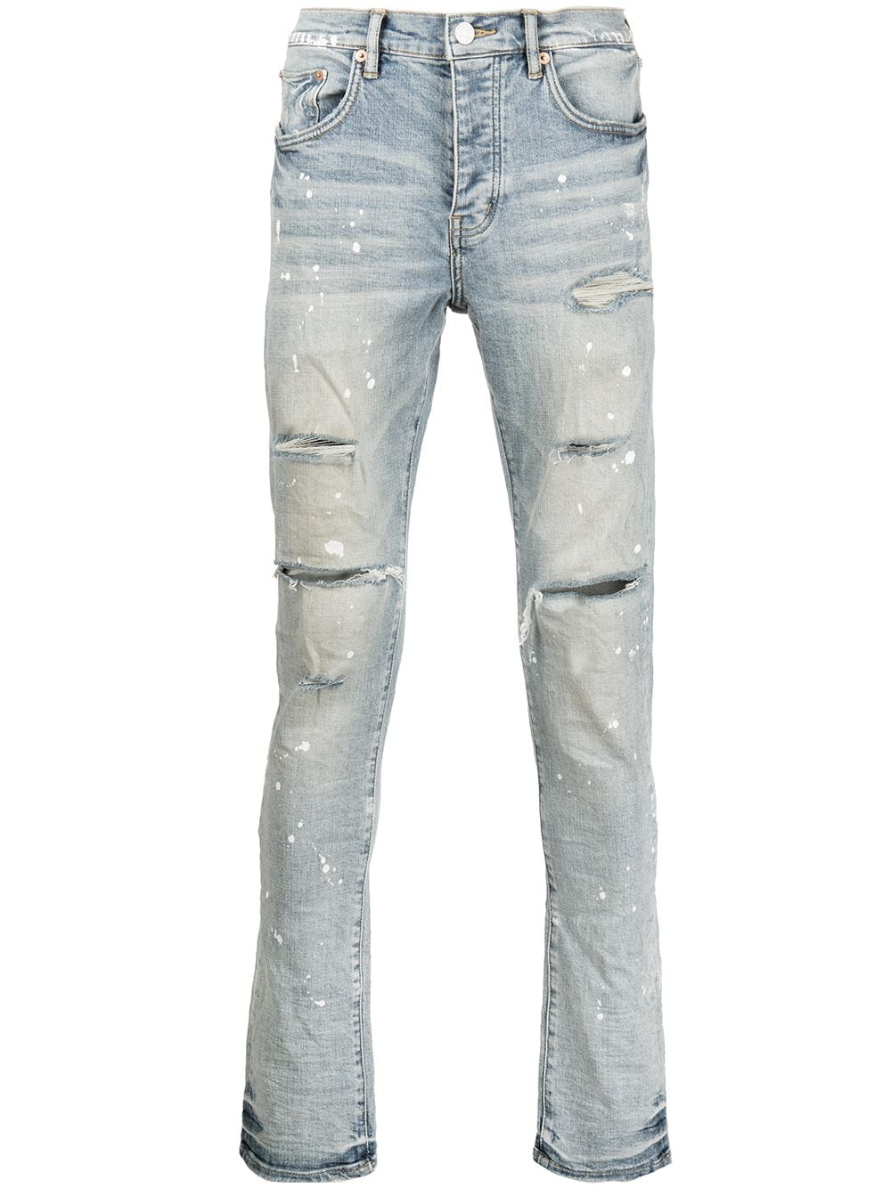 paint splatter slim fit jeans by purple brand - bottegalusso: premier destination for modern luxury menswear