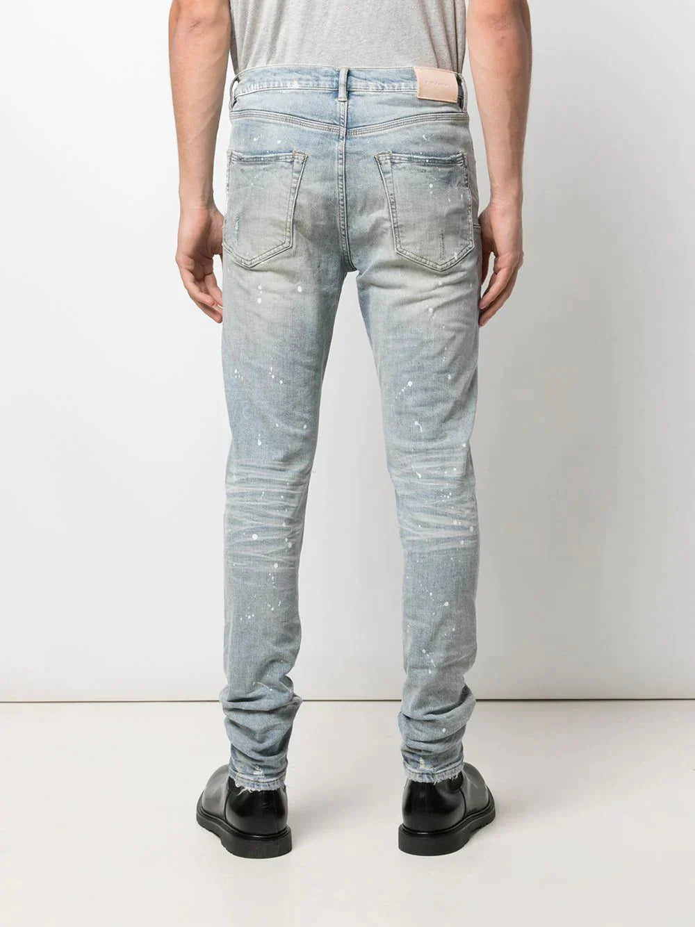 paint splatter slim fit jeans by purple brand - bottegalusso: premier destination for modern luxury menswear