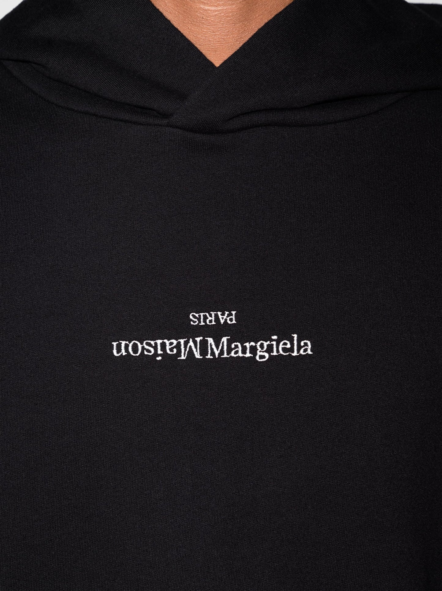 upside down logo print hoodie by maison margiela - bottegalusso: premier destination for modern luxury menswear