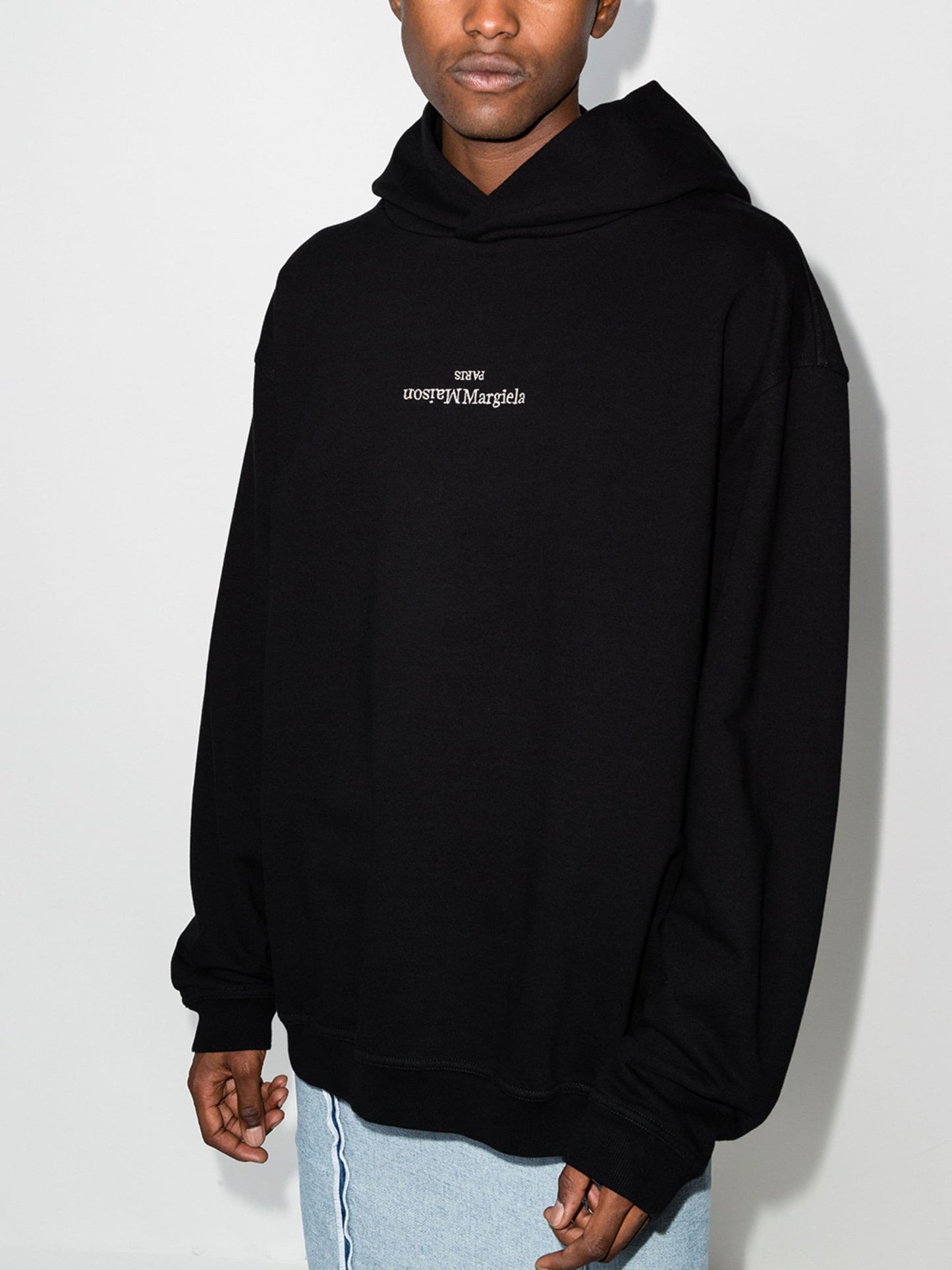 upside down logo print hoodie by maison margiela - bottegalusso: premier destination for modern luxury menswear