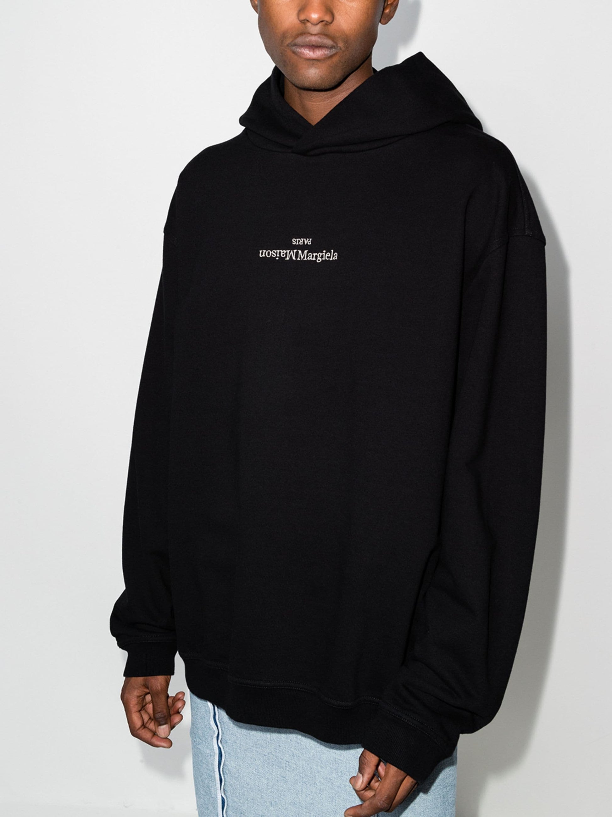 Upside Down Logo Print Hoodie by Maison Margiela - bottegalusso: Premier Destination for Modern Luxury Menswear