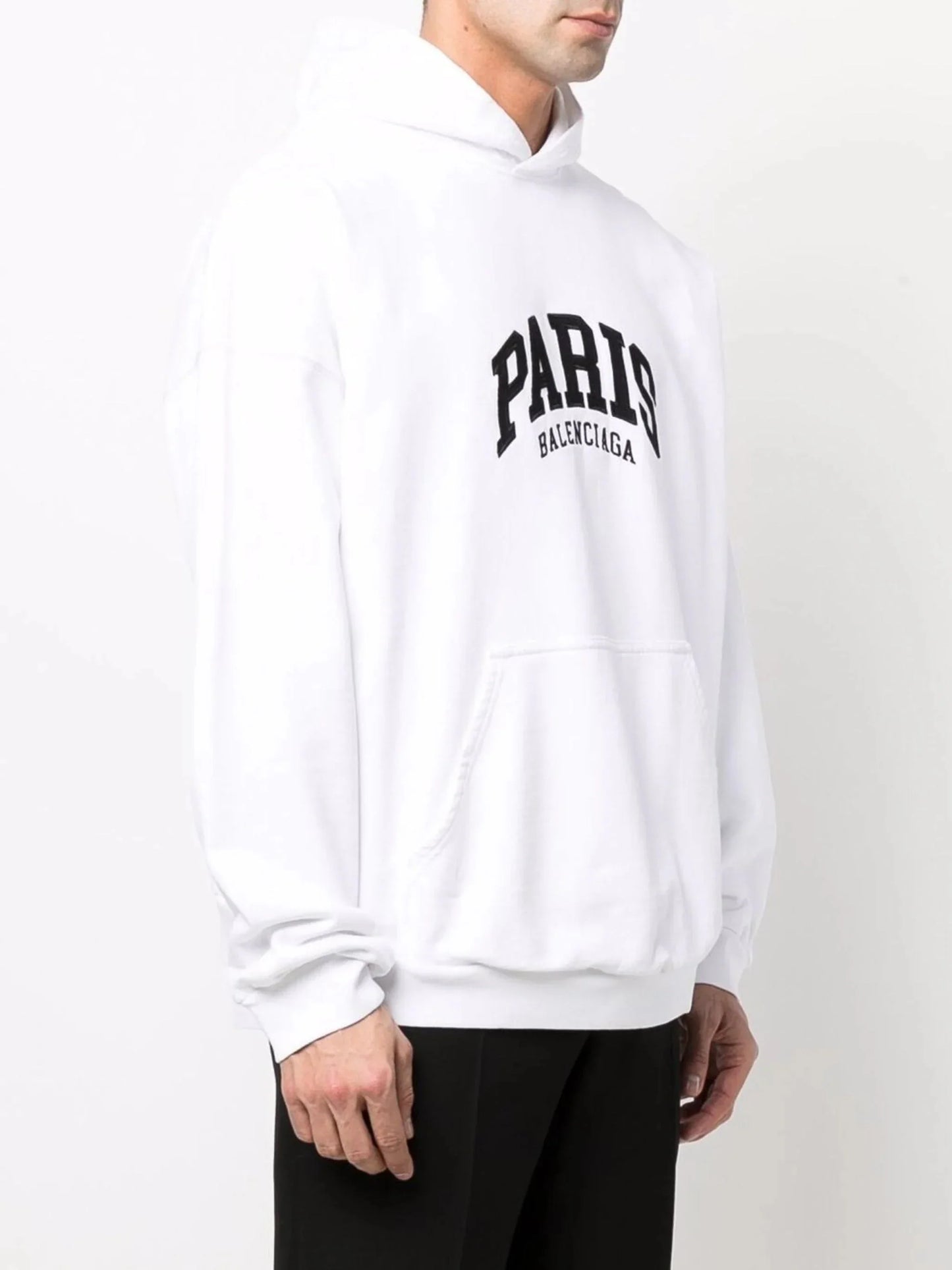 paris logo embroidered hoodie by balenciaga - bottegalusso: premier destination for modern luxury menswear