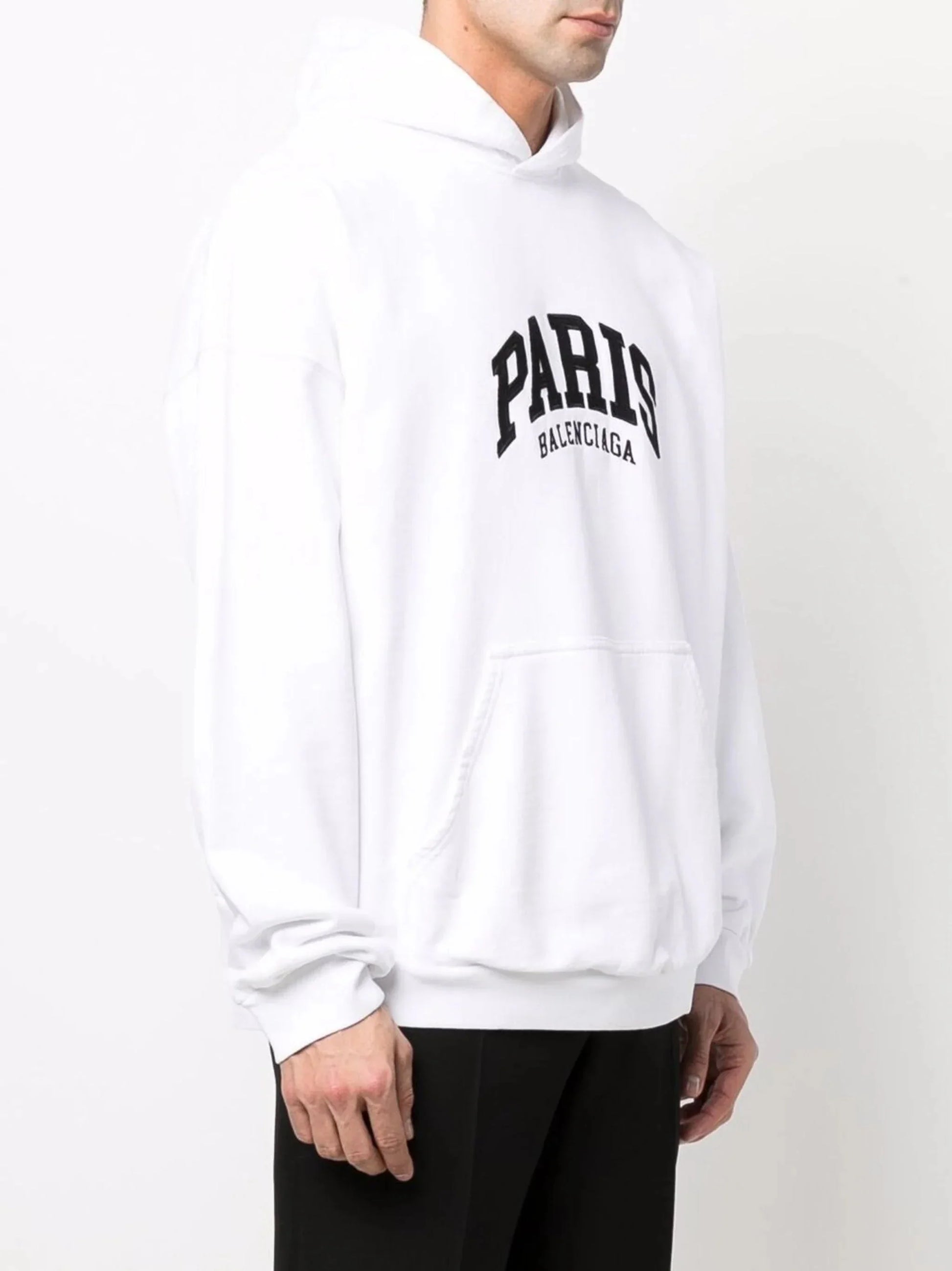 Paris Logo Embroidered Hoodie by Balenciaga - bottegalusso: Premier Destination for Modern Luxury Menswear