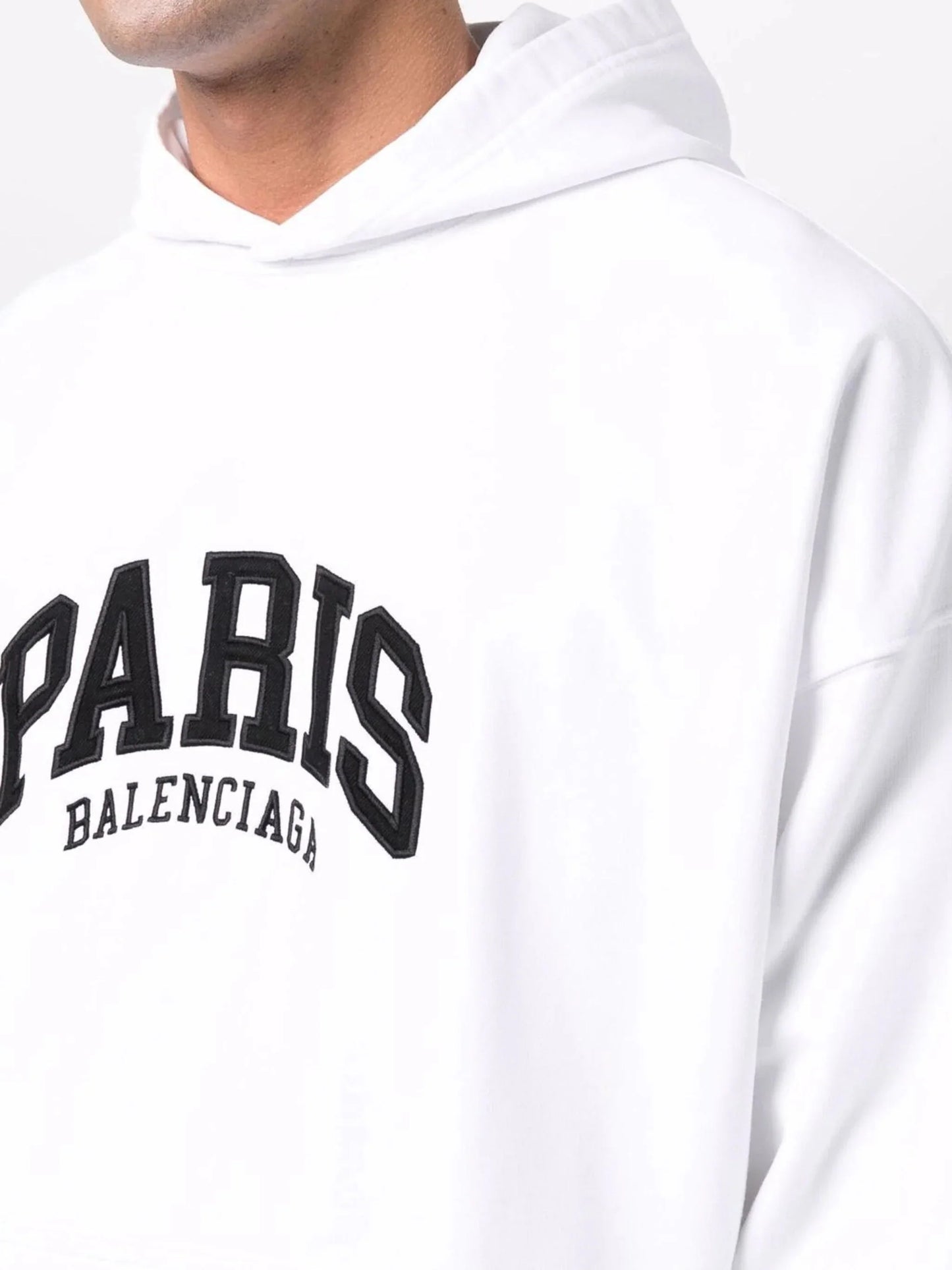 paris logo embroidered hoodie by balenciaga - bottegalusso: premier destination for modern luxury menswear