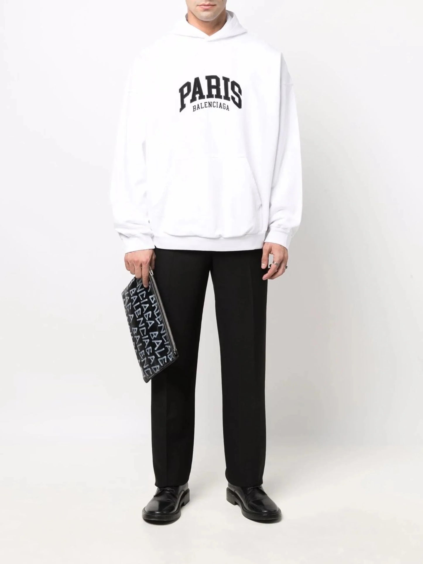 paris logo embroidered hoodie by balenciaga - bottegalusso: premier destination for modern luxury menswear