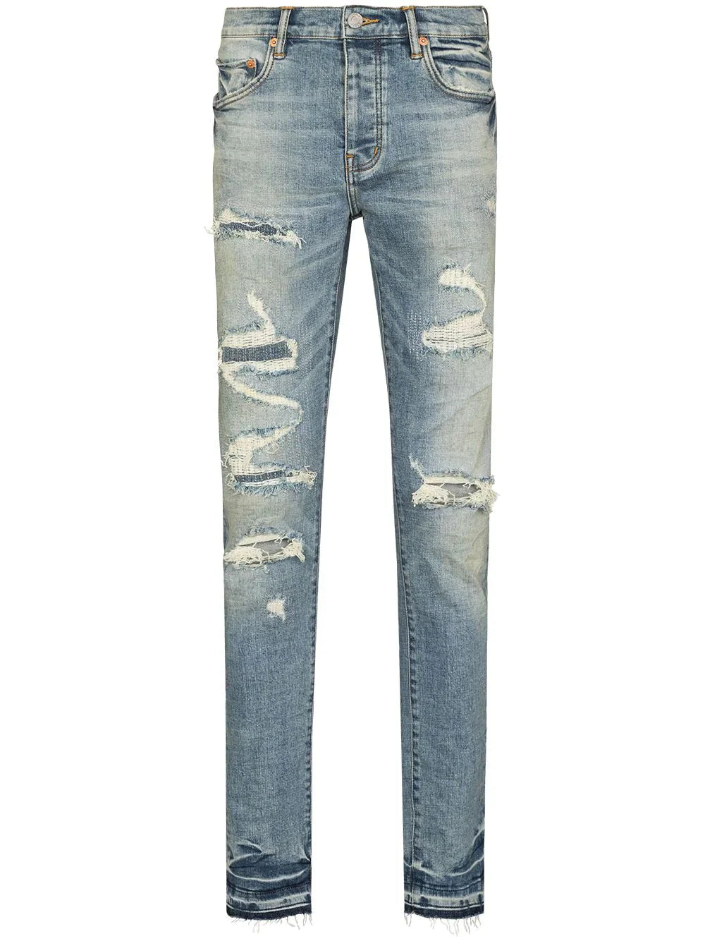 vintage distressed finish skinny jeans by purple brand - bottegalusso: premier destination for modern luxury menswear