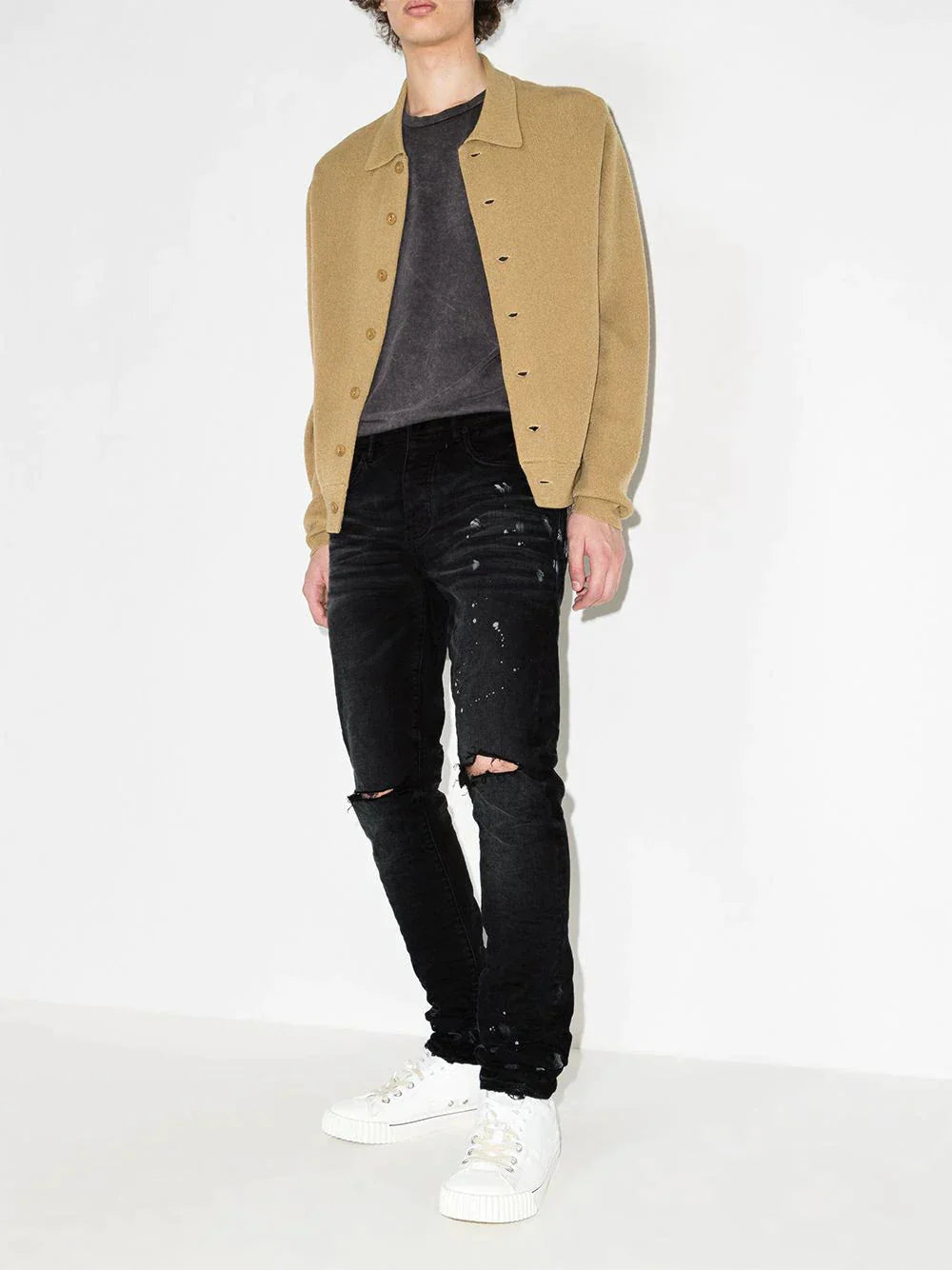 paint splatter effect skinny jeans by purple brand - bottegalusso: premier destination for modern luxury menswear