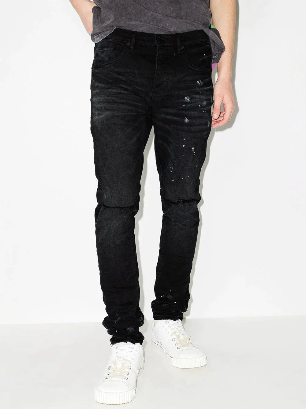 paint splatter effect skinny jeans by purple brand - bottegalusso: premier destination for modern luxury menswear