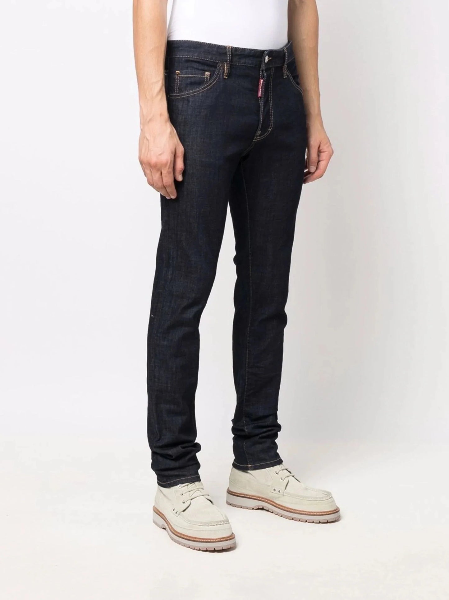 logo print slim fit jeans by dsquared2 - bottegalusso: premier destination for modern luxury menswear