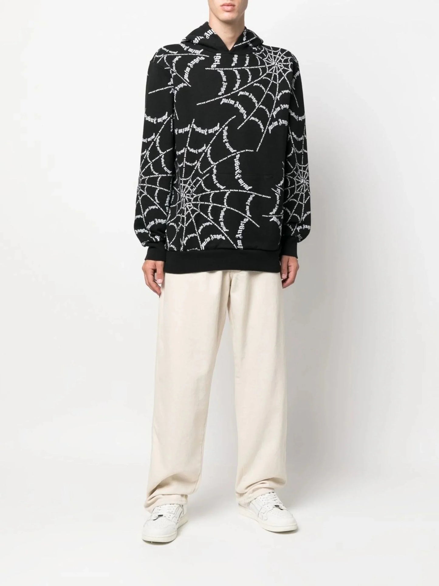 spider web print hoodie by palm angels - bottegalusso: premier destination for modern luxury menswear