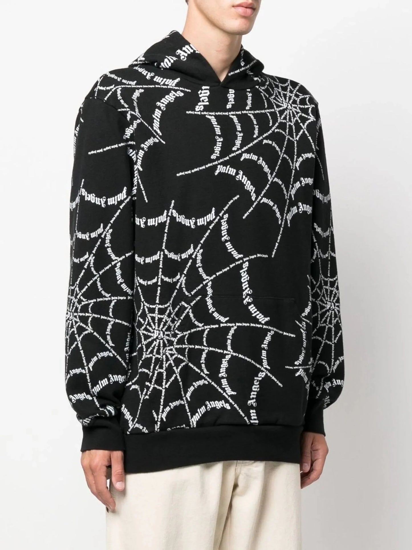 spider web print hoodie by palm angels - bottegalusso: premier destination for modern luxury menswear