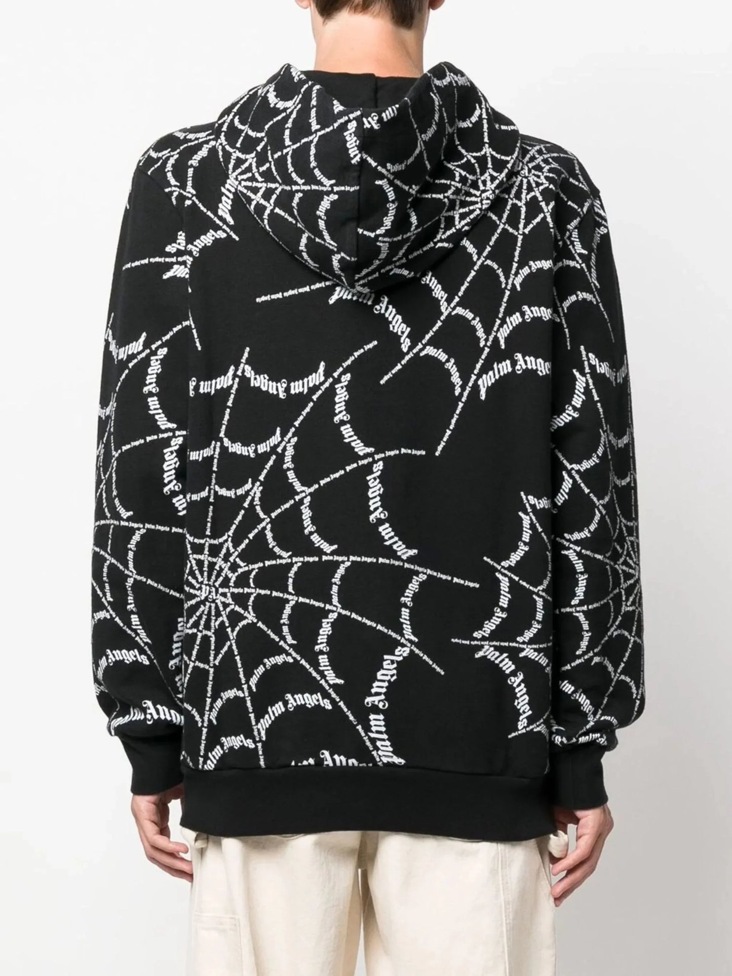 spider web print hoodie by palm angels - bottegalusso: premier destination for modern luxury menswear