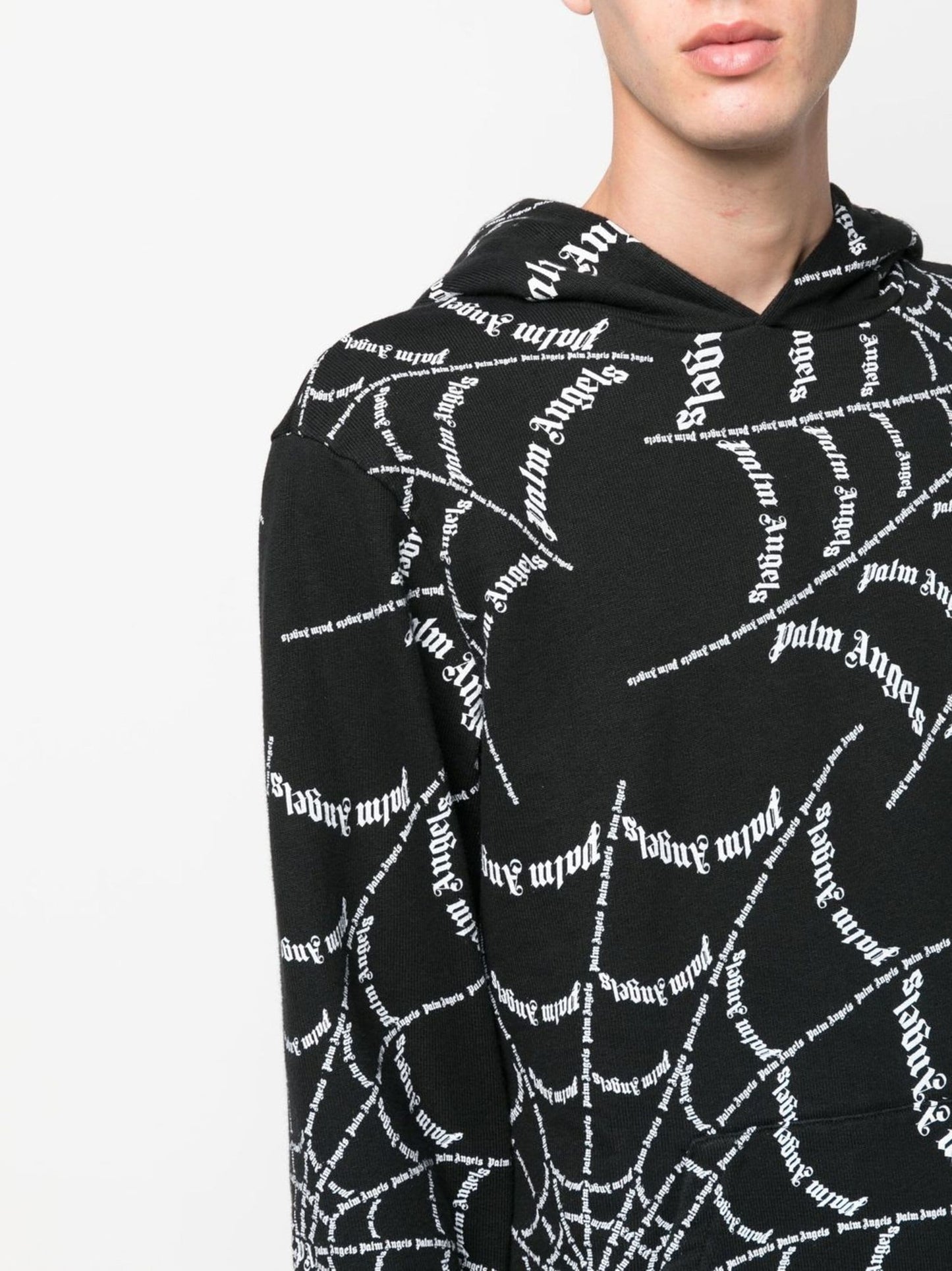 spider web print hoodie by palm angels - bottegalusso: premier destination for modern luxury menswear