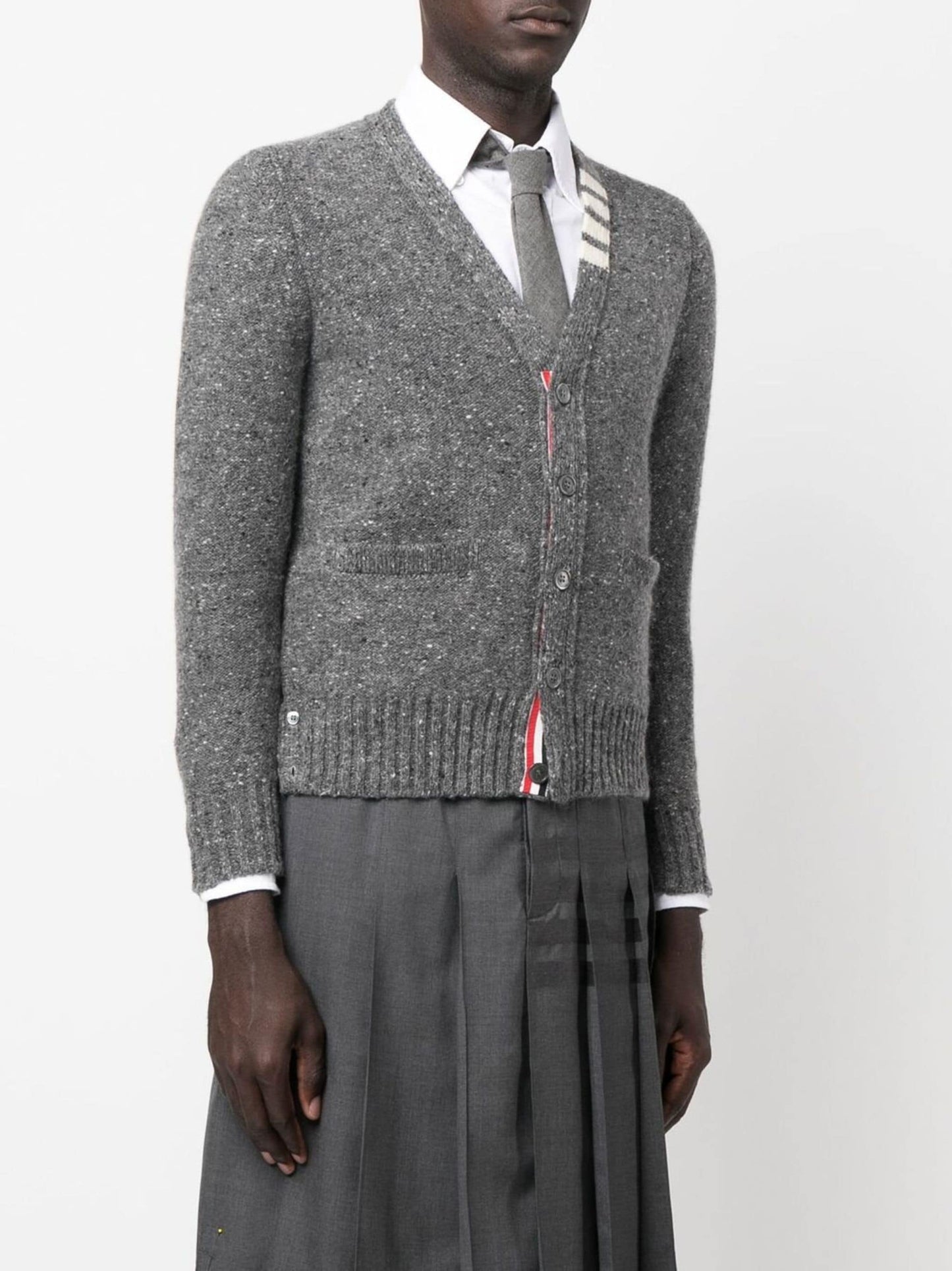 speckle knit wool mohair cardigan by thom browne - bottegalusso: premier destination for modern luxury menswear