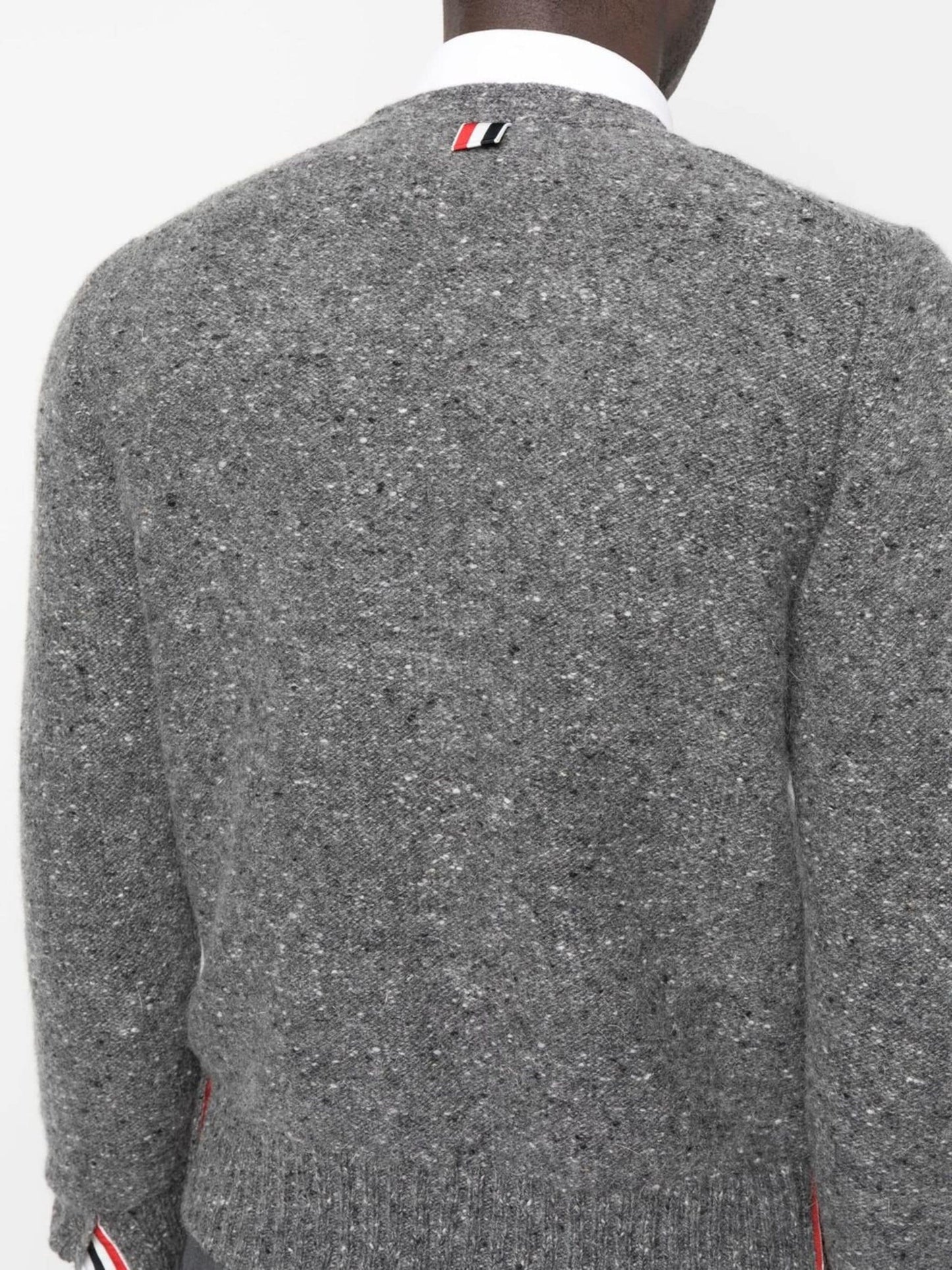 speckle knit wool mohair cardigan by thom browne - bottegalusso: premier destination for modern luxury menswear