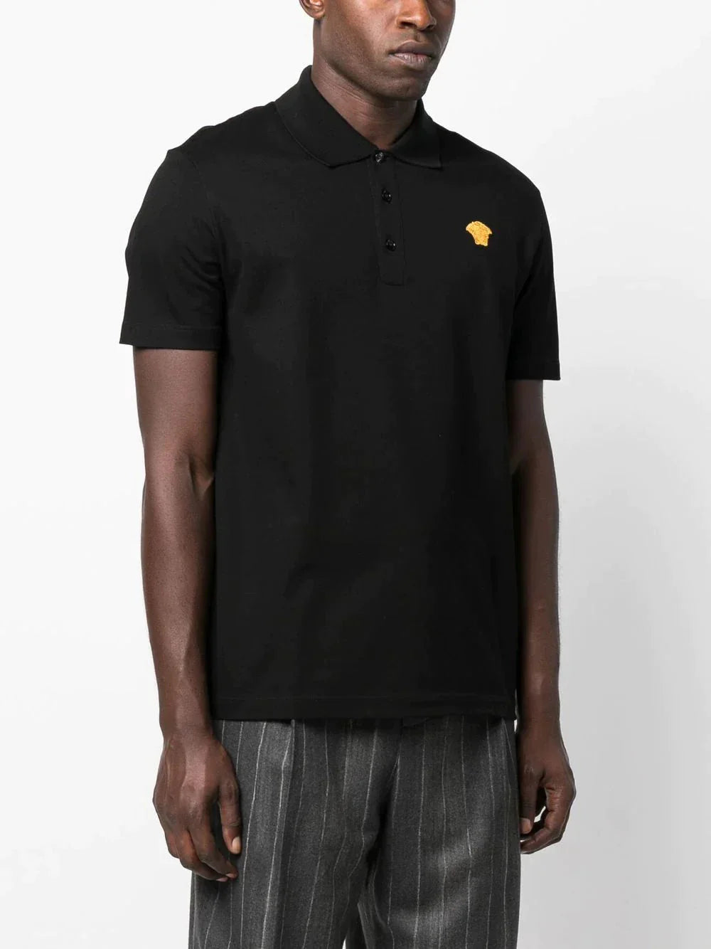 medusa embroidered polo shirt by versace - bottegalusso: premier destination for modern luxury menswear