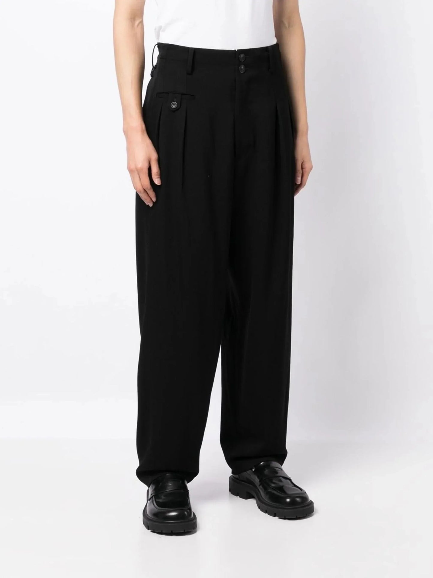 straight leg wool pants by yohji yamamoto - bottegalusso: premier destination for modern luxury menswear