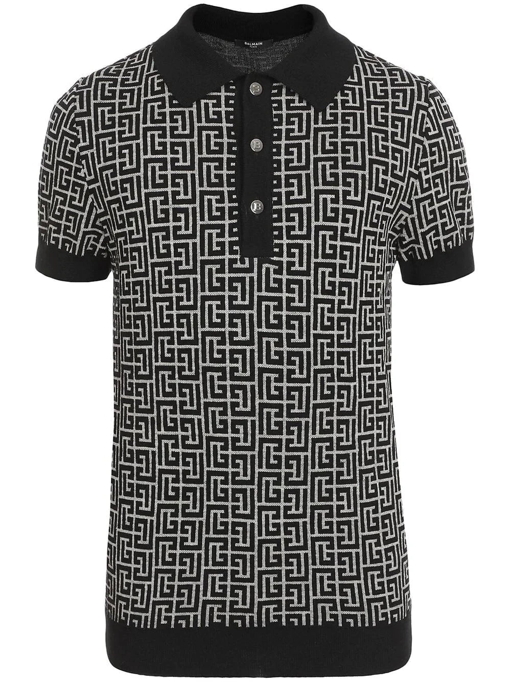 pb monogram jacquard polo shirt by balmain - bottegalusso: premier destination for modern luxury menswear