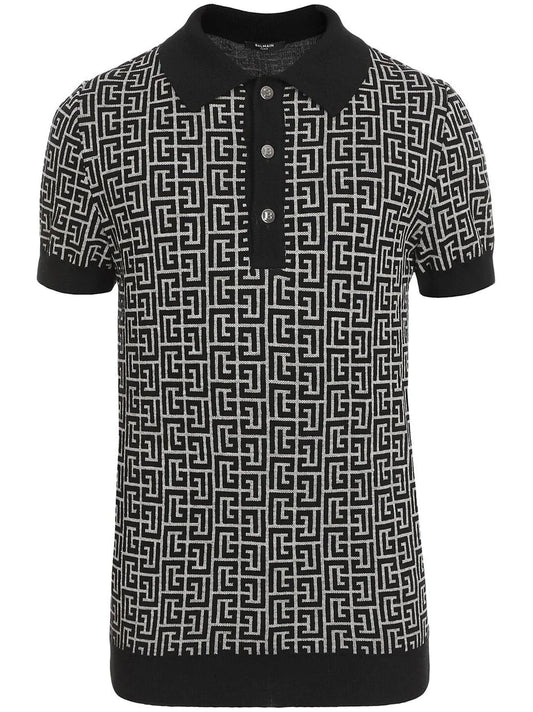 PB Monogram Jacquard Polo Shirt by Balmain - bottegalusso: Premier Destination for Modern Luxury Menswear