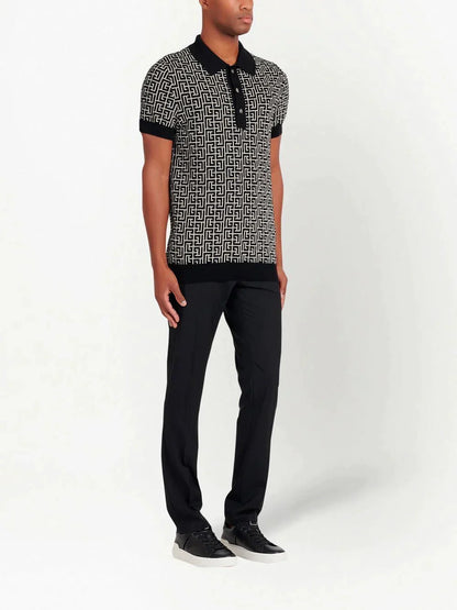 PB Monogram Jacquard Polo Shirt by Balmain - bottegalusso: Premier Destination for Modern Luxury Menswear