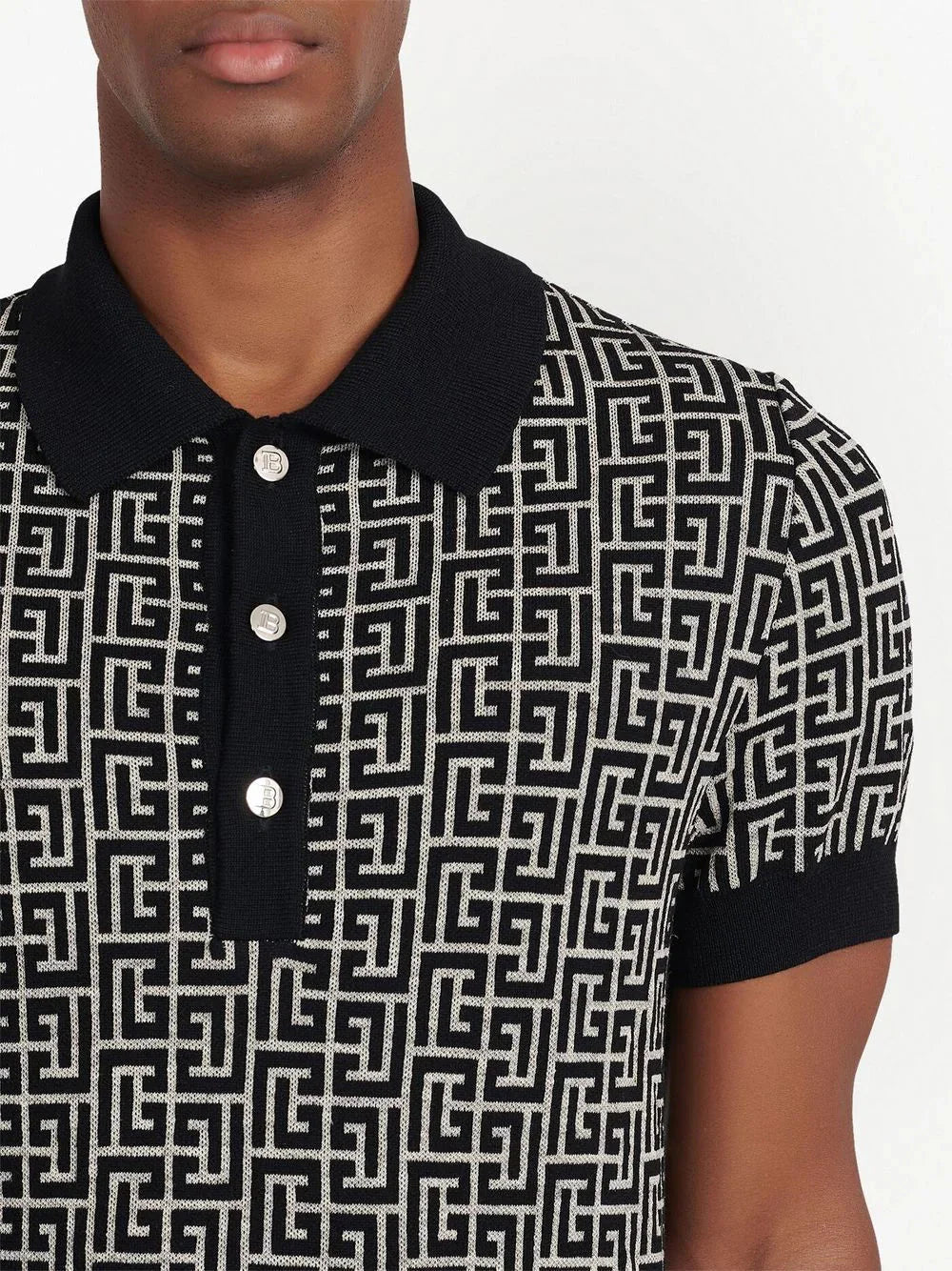 pb monogram jacquard polo shirt by balmain - bottegalusso: premier destination for modern luxury menswear