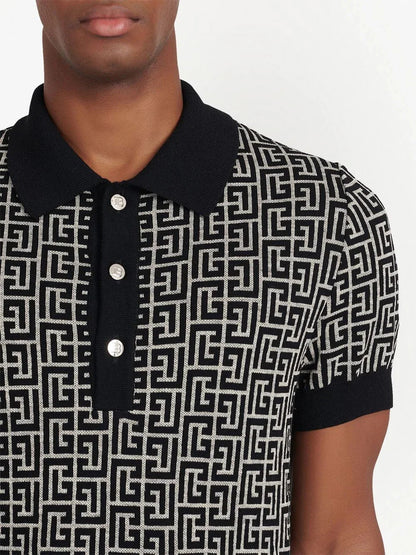 PB Monogram Jacquard Polo Shirt by Balmain - bottegalusso: Premier Destination for Modern Luxury Menswear