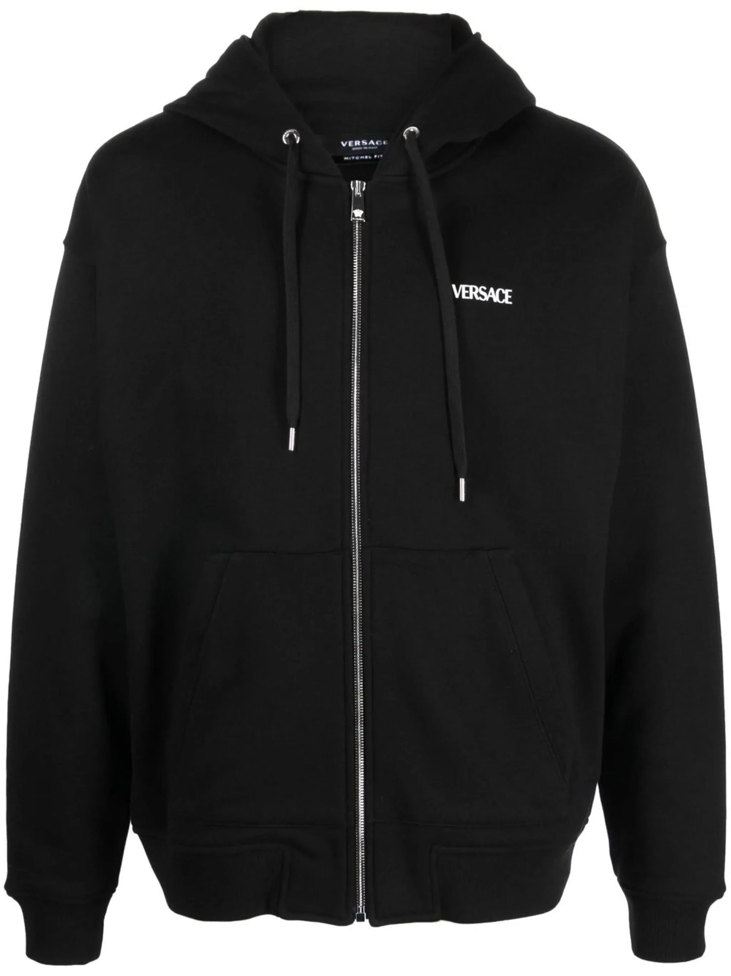 logo print zip fastening hoodie by versace - bottegalusso: premier destination for modern luxury menswear