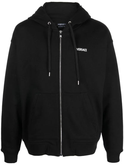 Logo Print Zip Fastening Hoodie by Versace - bottegalusso: Premier Destination for Modern Luxury Menswear