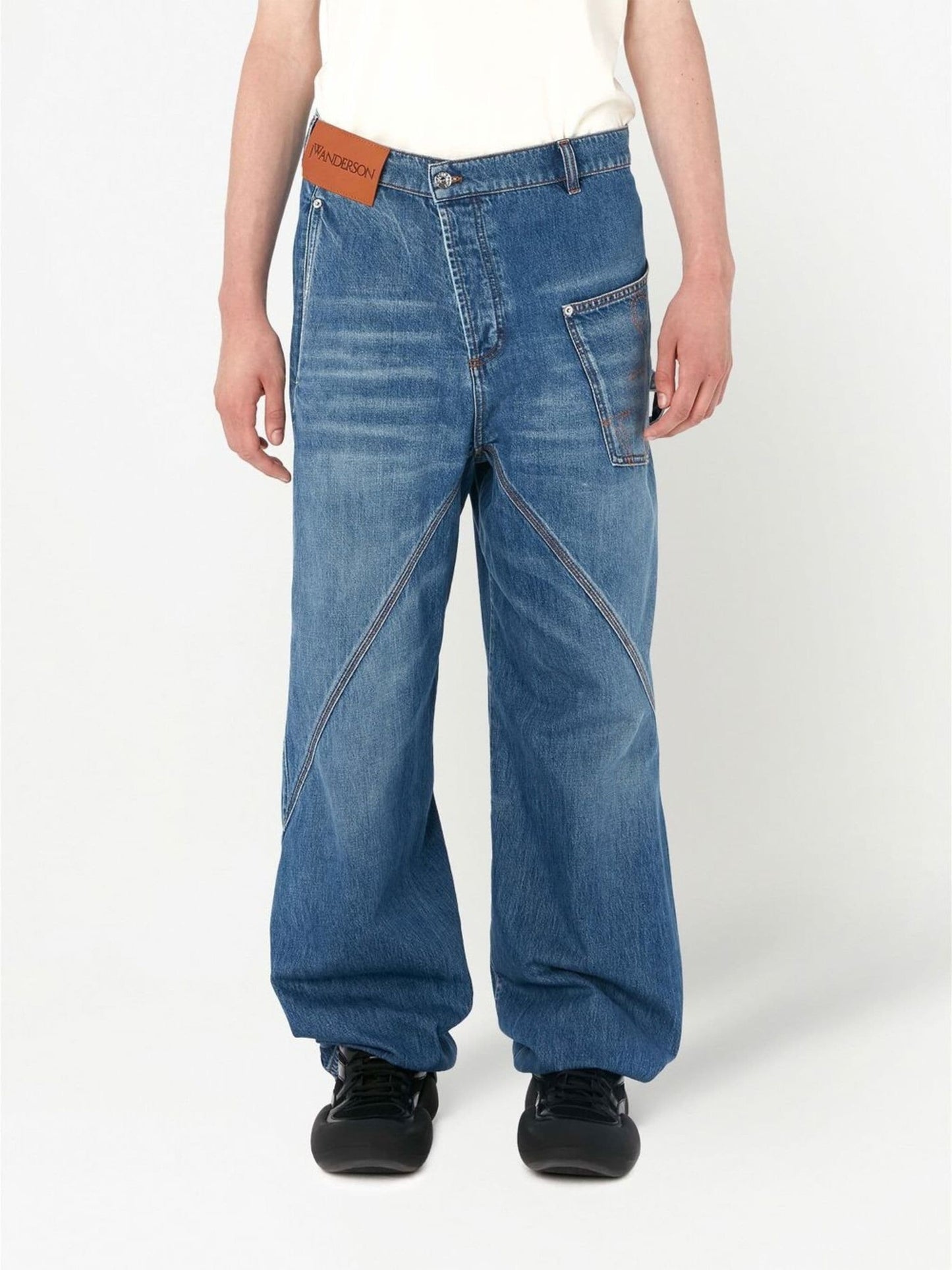 oversized twisted wide leg jeans by jw anderson - bottegalusso: premier destination for modern luxury menswear