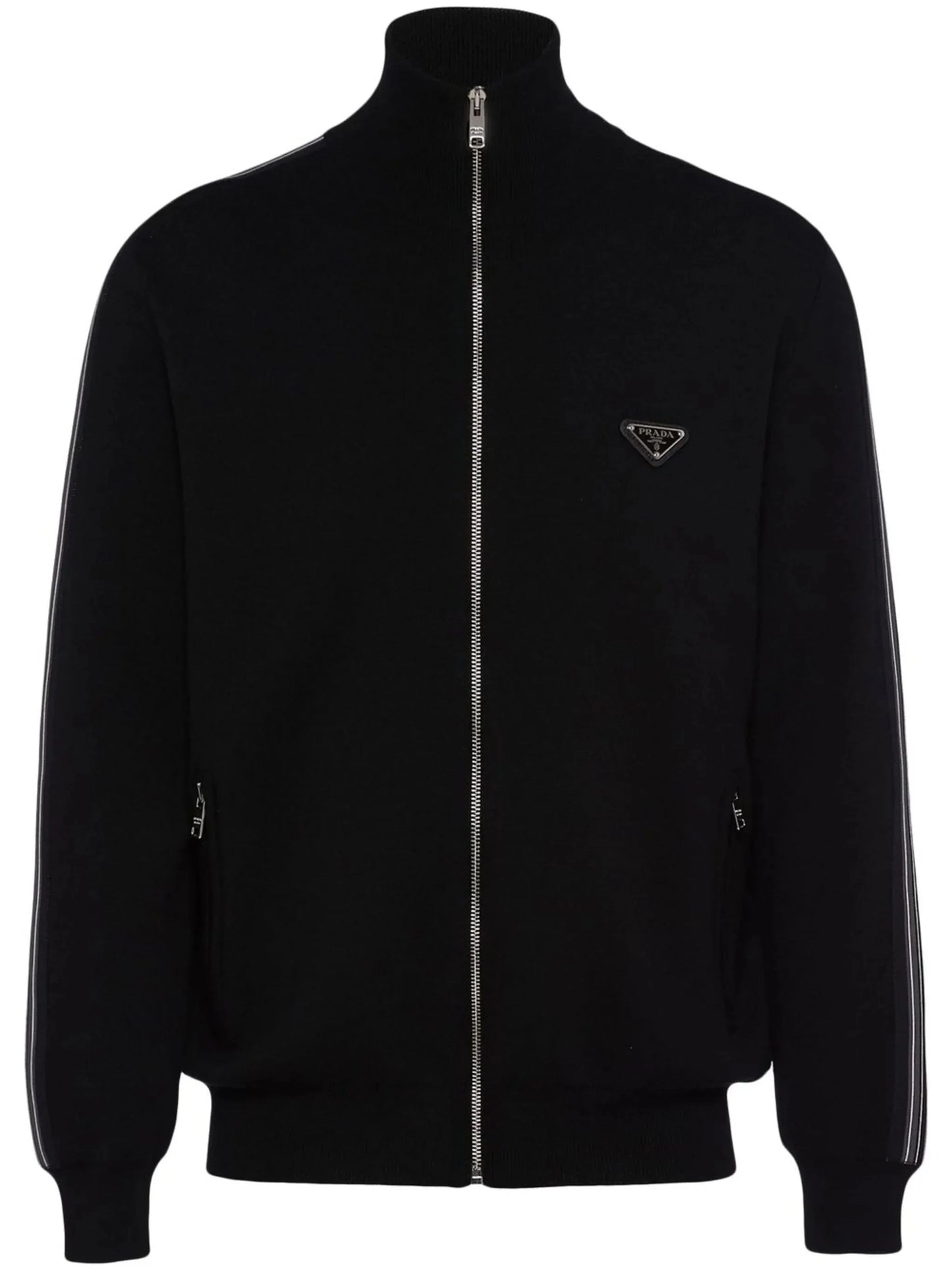 triangle logo wool cardigan by prada - bottegalusso: premier destination for modern luxury menswear