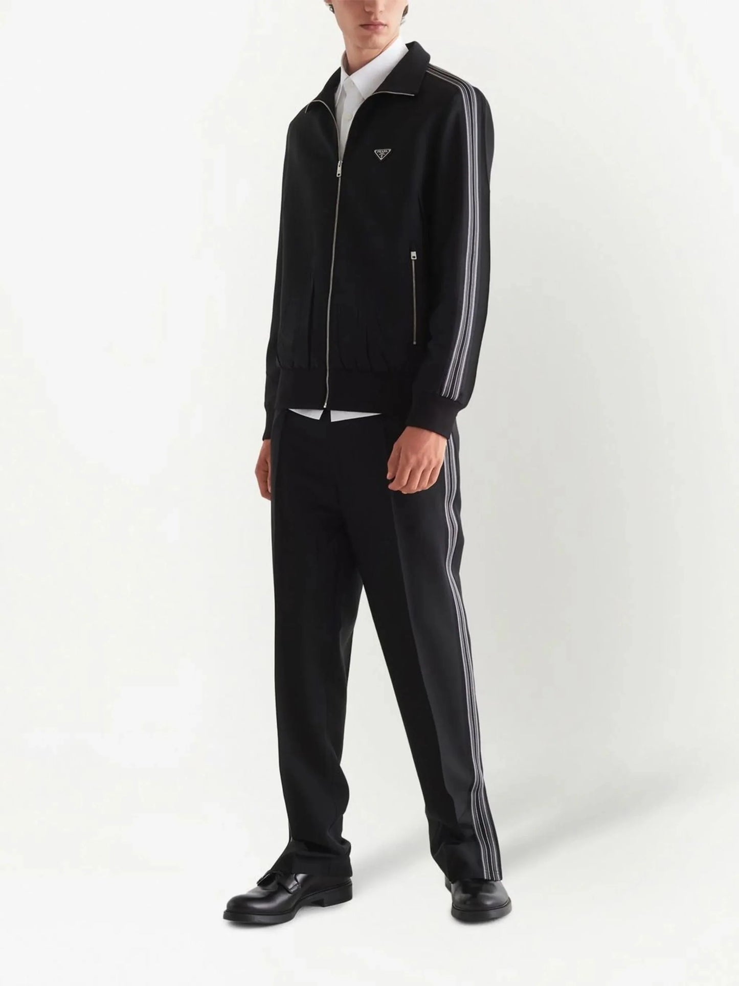 triangle logo wool cardigan by prada - bottegalusso: premier destination for modern luxury menswear