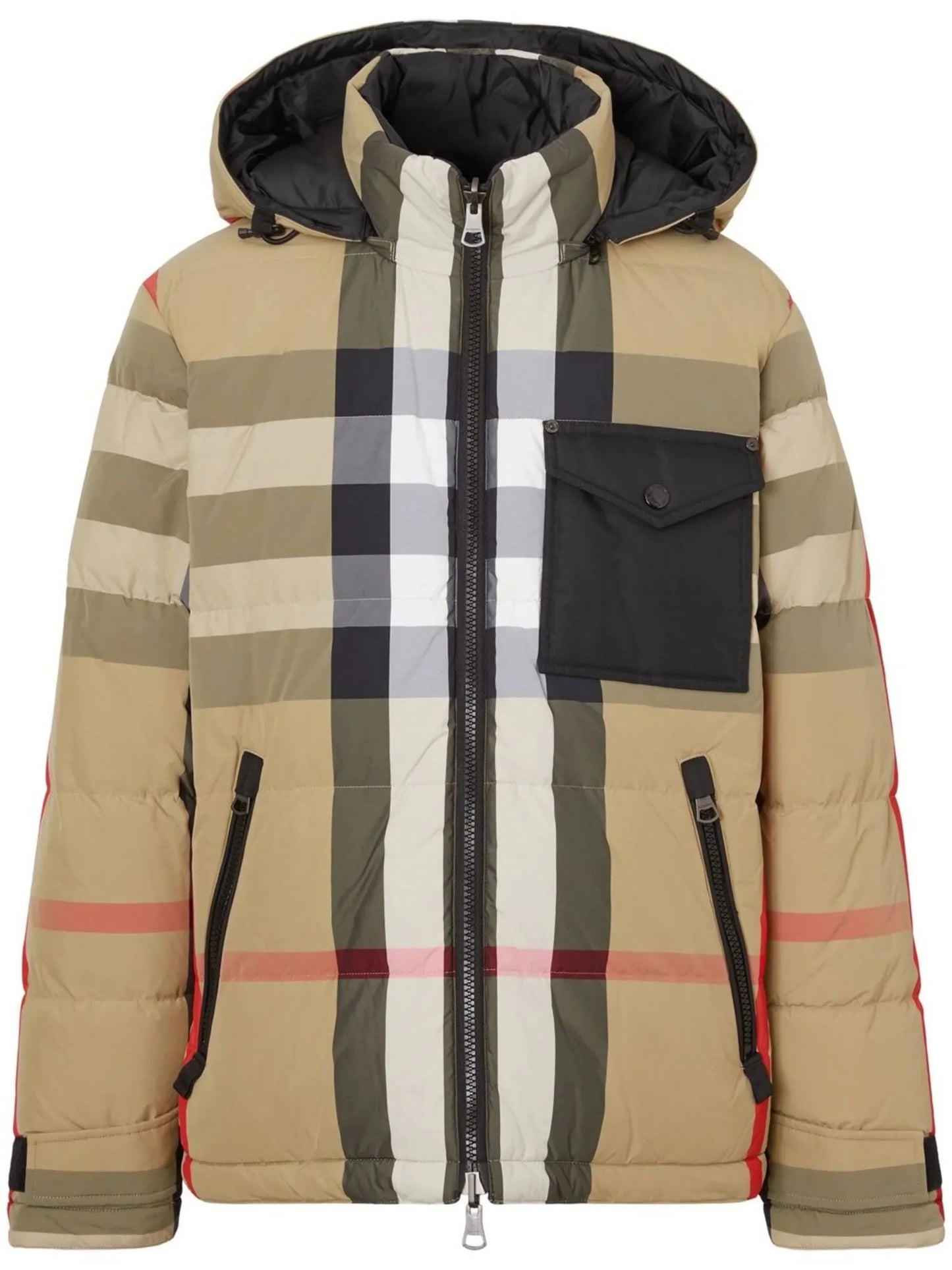 reversible exaggerated check padded jacket