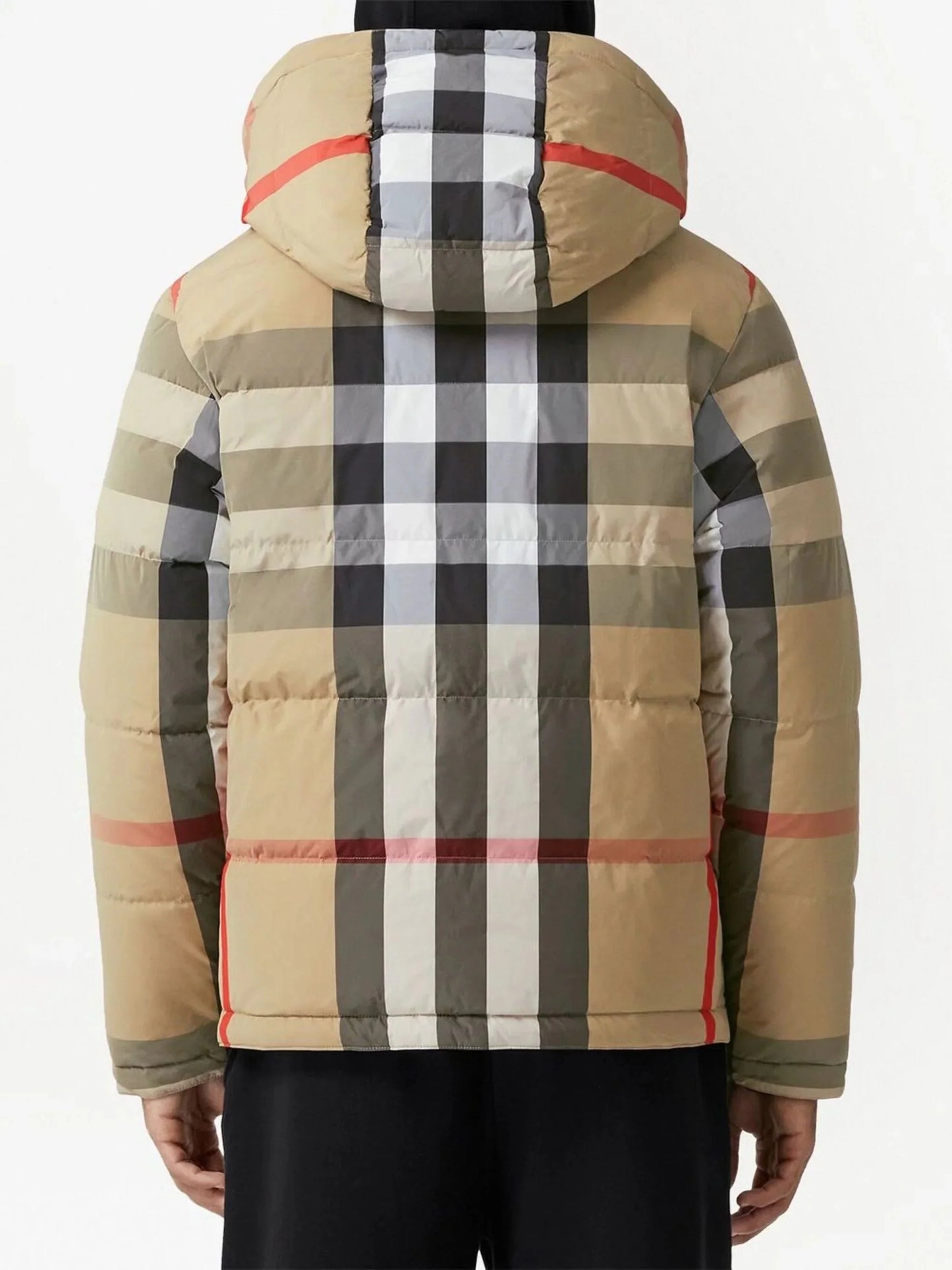 reversible exaggerated check padded jacket