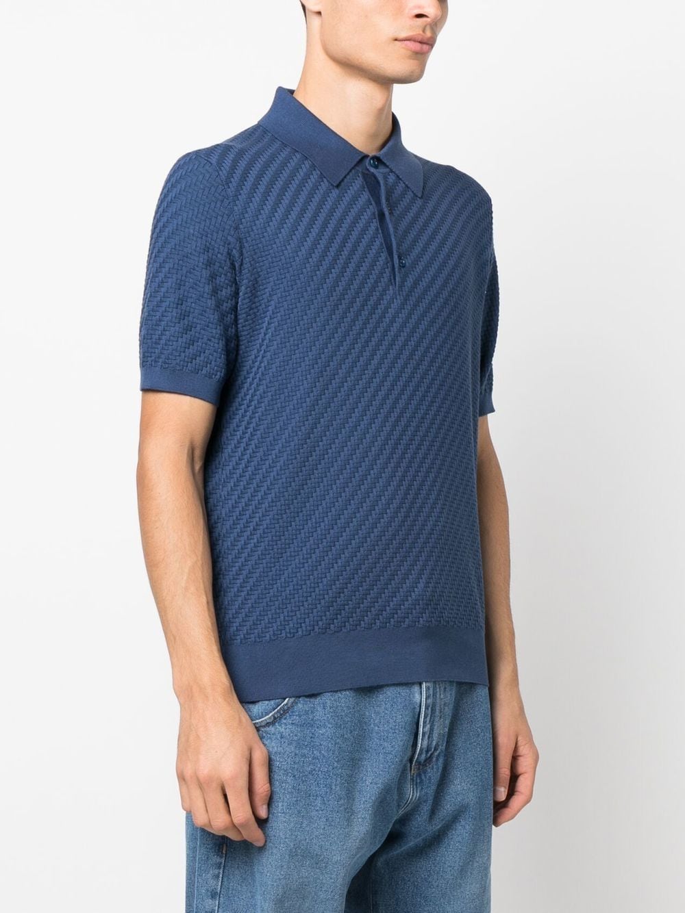 waffle texture knitted polo shirt by brioni - bottegalusso: premier destination for modern luxury menswear