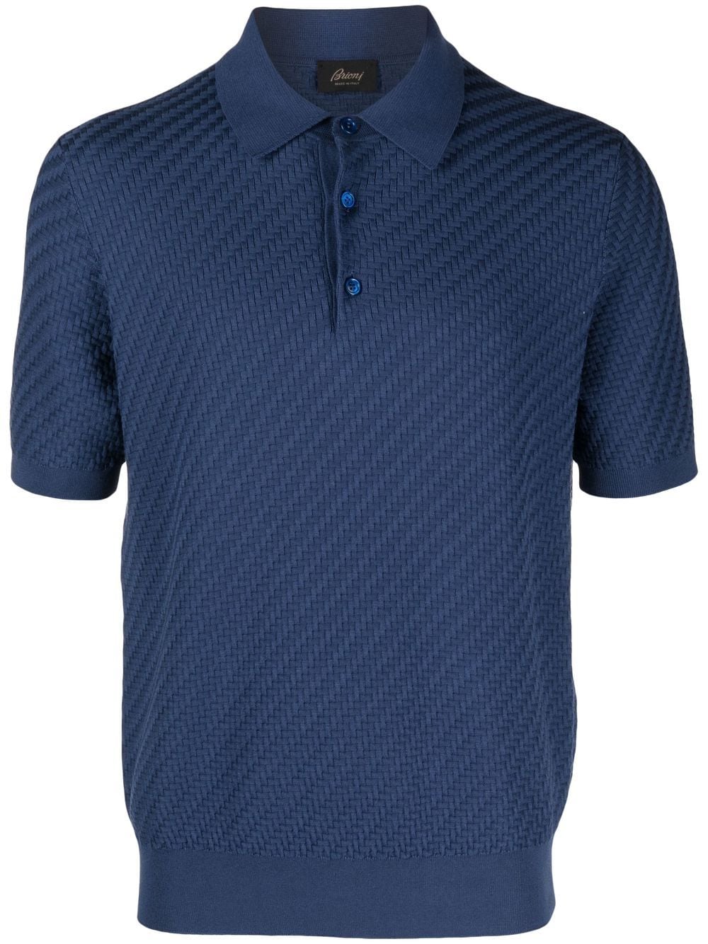 waffle texture knitted polo shirt by brioni - bottegalusso: premier destination for modern luxury menswear