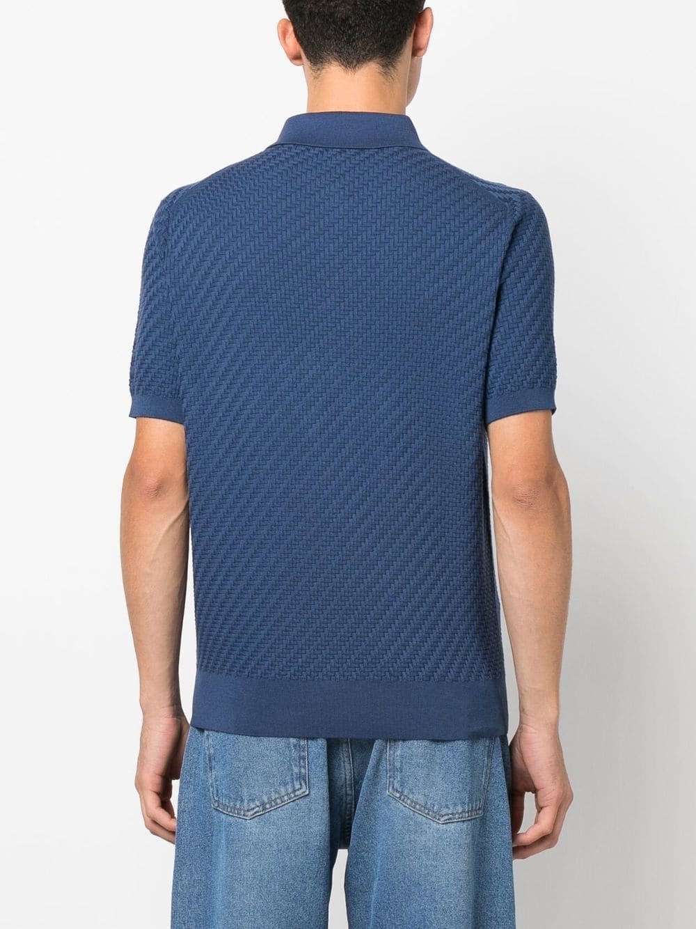 waffle texture knitted polo shirt by brioni - bottegalusso: premier destination for modern luxury menswear