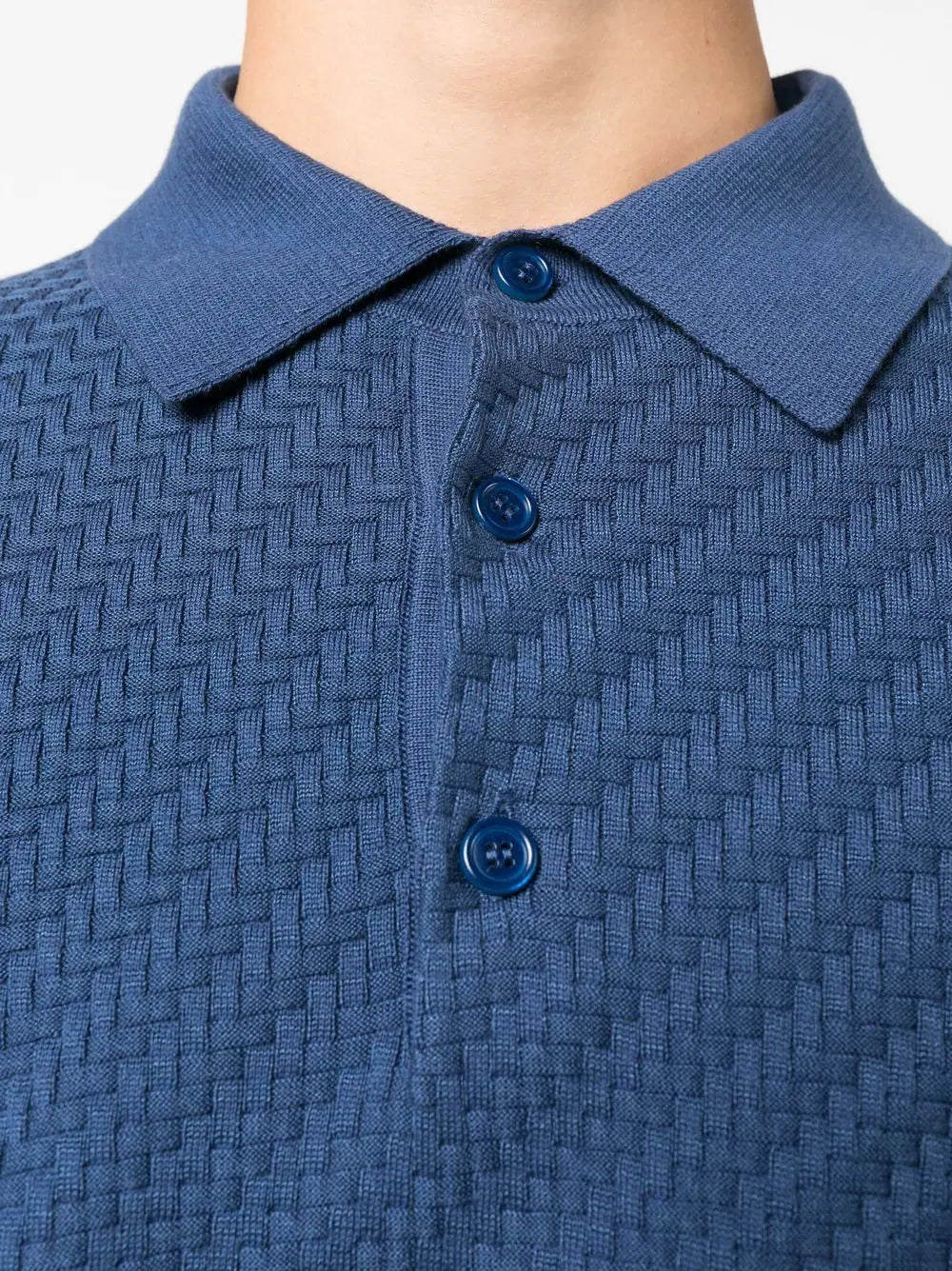 waffle texture knitted polo shirt by brioni - bottegalusso: premier destination for modern luxury menswear