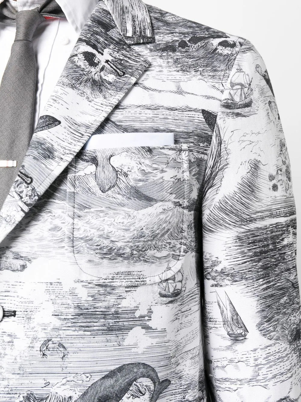 nautical pattern print blazer by thom browne - bottegalusso: premier destination for modern luxury menswear