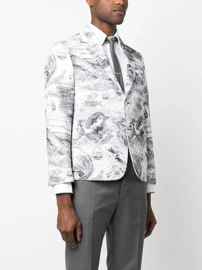 Nautical Pattern Print Blazer by Thom Browne - bottegalusso: Premier Destination for Modern Luxury Menswear