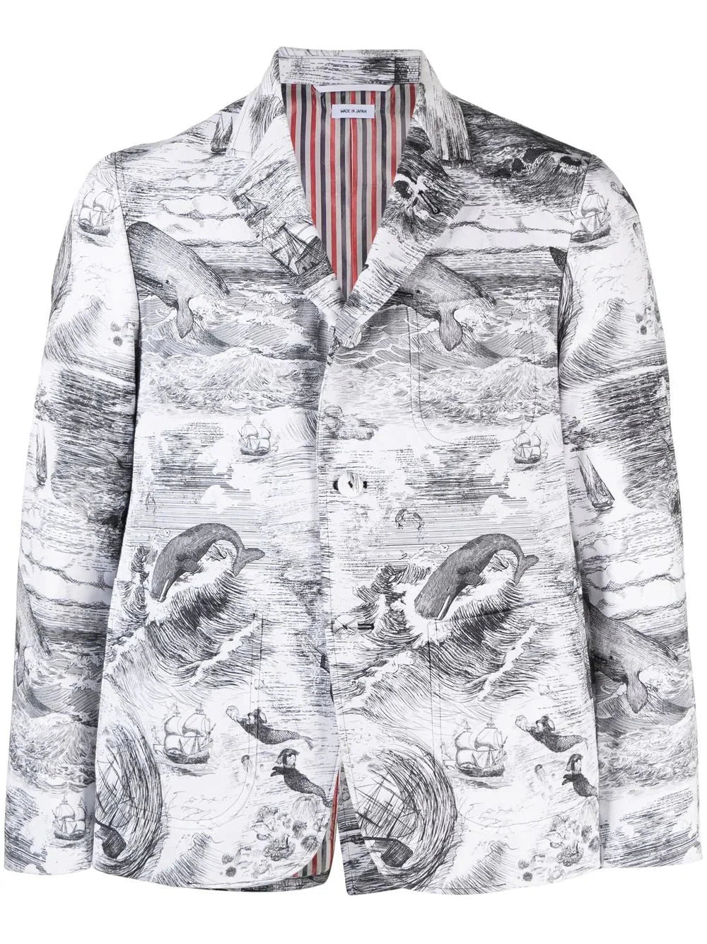 nautical pattern print blazer by thom browne - bottegalusso: premier destination for modern luxury menswear