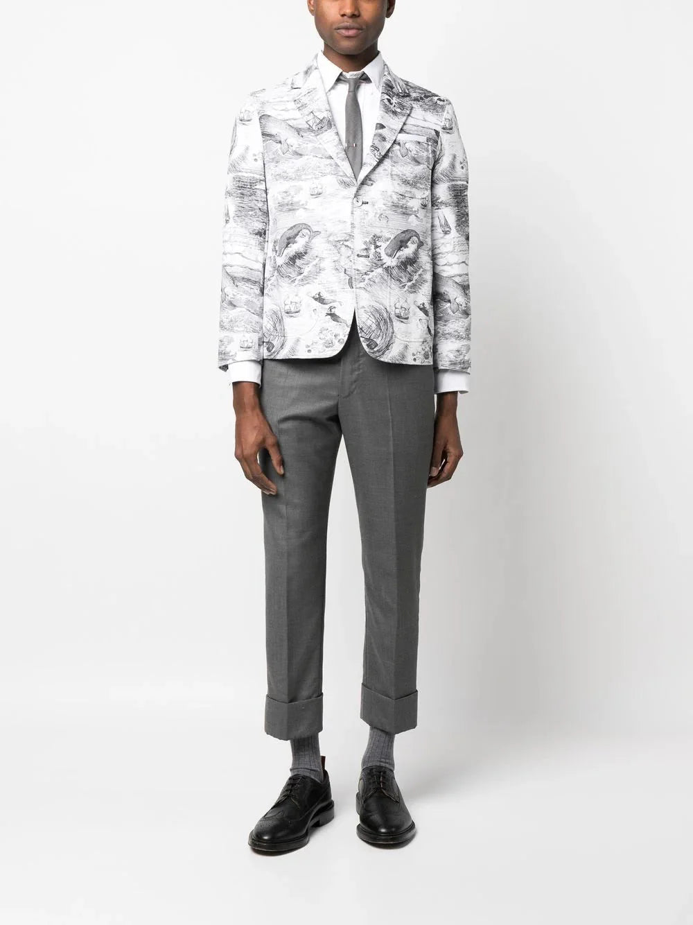 nautical pattern print blazer by thom browne - bottegalusso: premier destination for modern luxury menswear