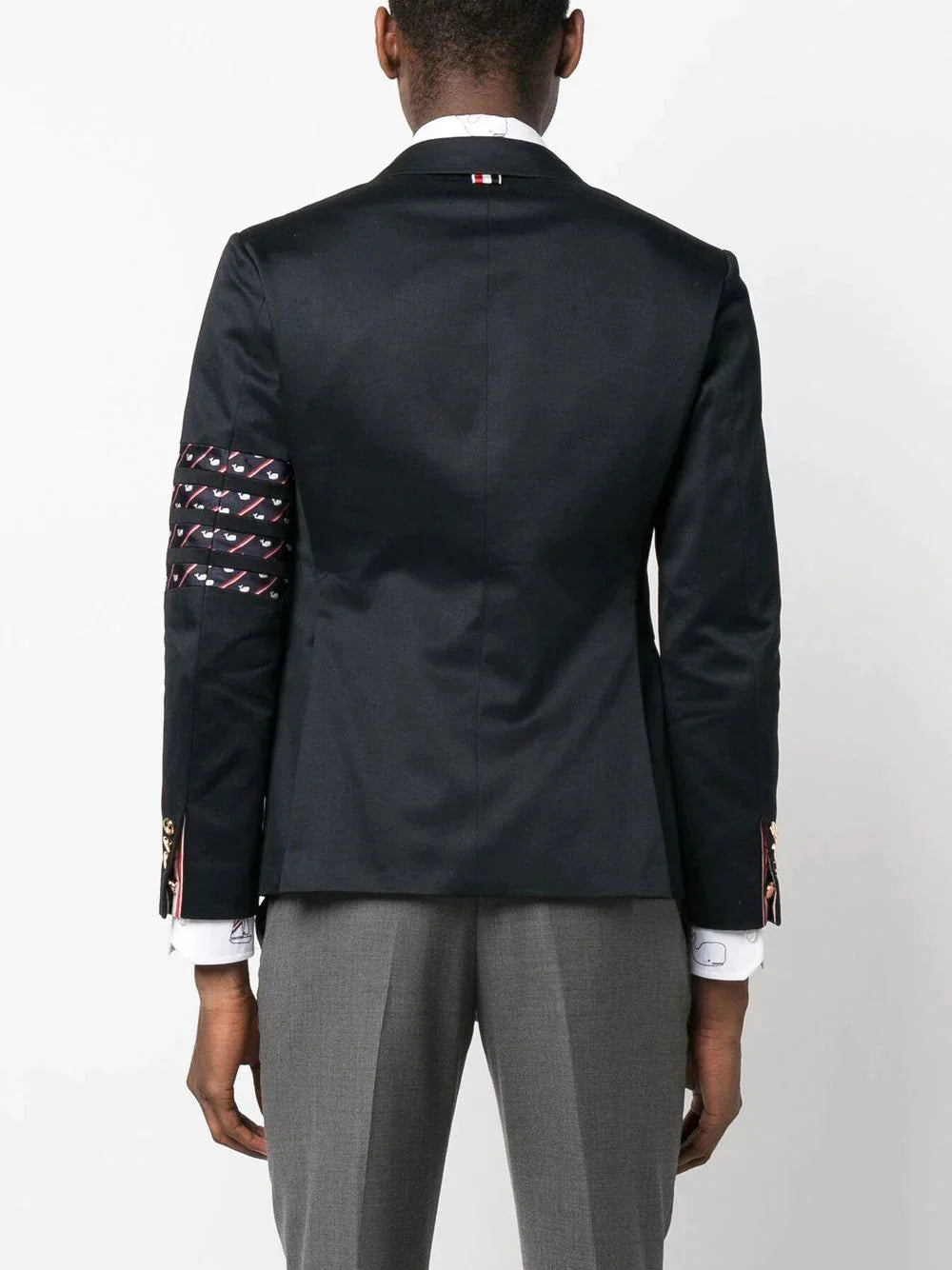 stripe detail single breasted blazer by thom browne - bottegalusso: premier destination for modern luxury menswear