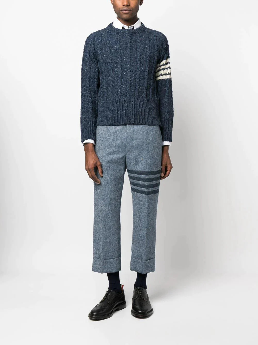 twist cable knit crew neck jumper by thom browne - bottegalusso: premier destination for modern luxury menswear