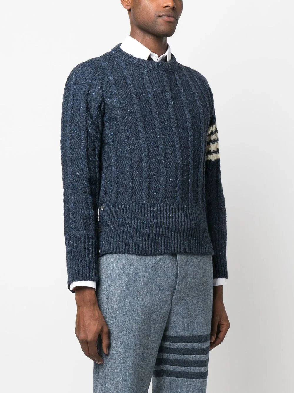 twist cable knit crew neck jumper by thom browne - bottegalusso: premier destination for modern luxury menswear