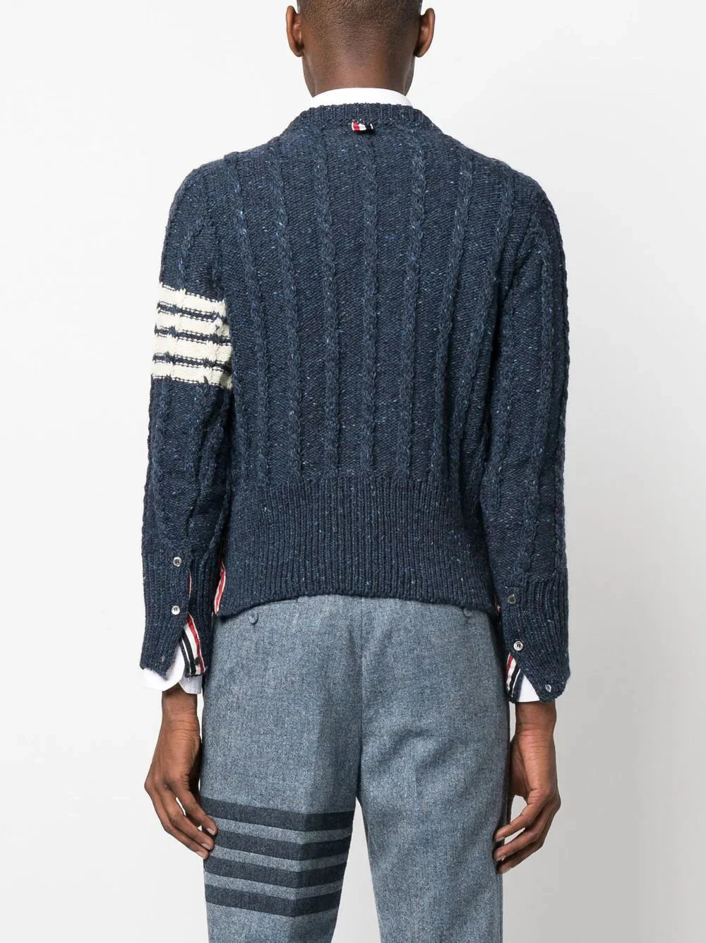 twist cable knit crew neck jumper by thom browne - bottegalusso: premier destination for modern luxury menswear